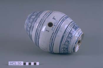 Spirit-barrel | Ceramic,Pottery,Earthenware (tin-glazed) | 18th century AD | The Hunt Collection | PD Spirit-barrel