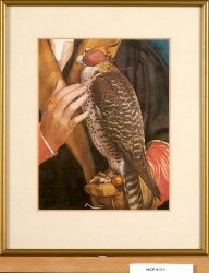 Print, Man with hooded hawk (detail)
