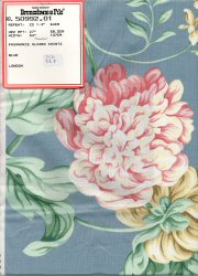 Fabric sample, Fasanarie Glazed Chintz, Blue