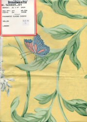 Fabric sample, Fasanarie Glazed Chintz, Yellow