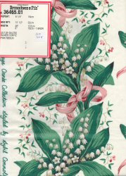 Fabric sample, Lily of Galtee, Glazed Chintz Pink Ribbon