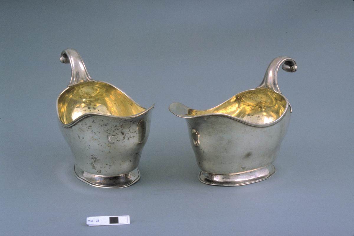 Silver sauceboat | Metal,silver | 18th century AD | The Hunt Collection | PD Silver sauceboat