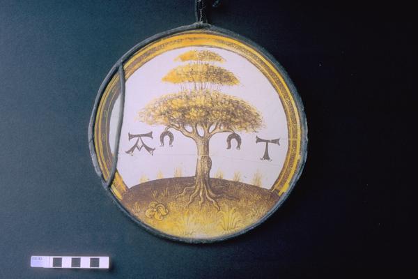 Stained-glass oval panel