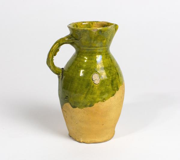 Partially glazed jug