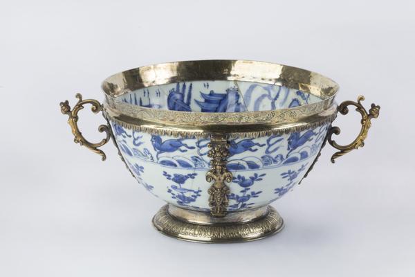 Silver-gilt mounted Chinese bowl