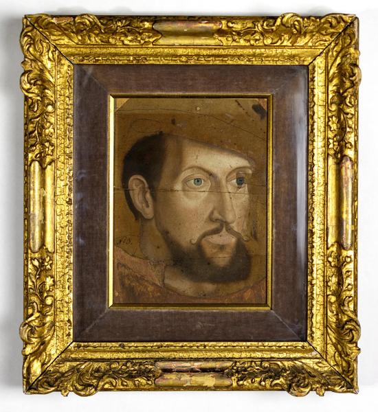 Drawing, with watercolour, of a bearded man